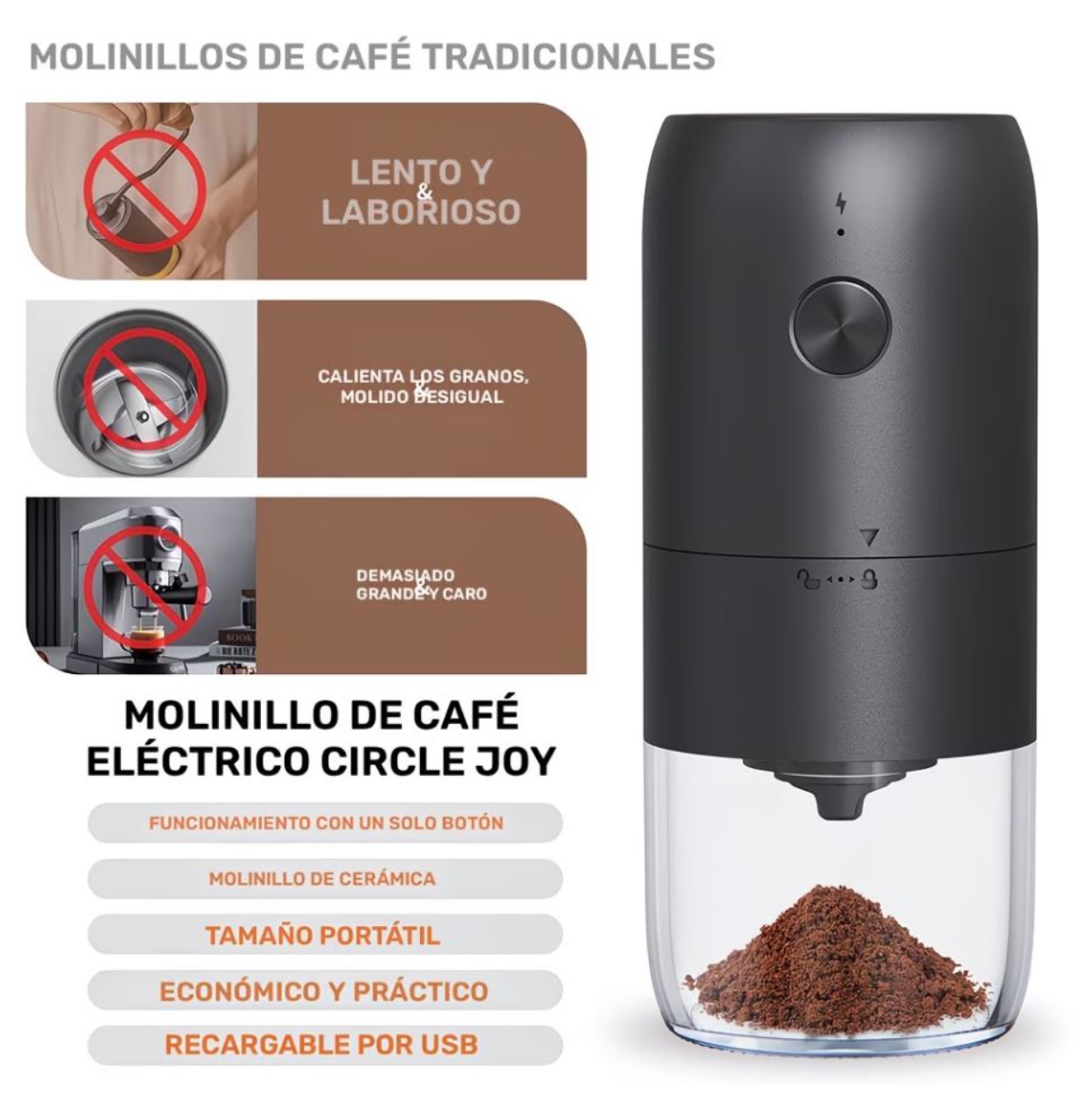 Molino de Cafe Portatil Recargable